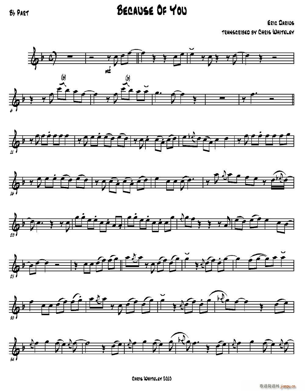 Because Of You Bb FLAT(十字及以上)1