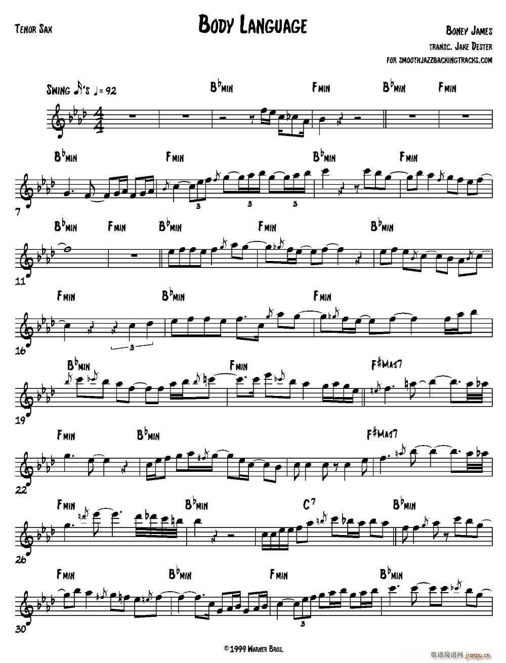 Body Language 次中音萨克斯(十字及以上)1