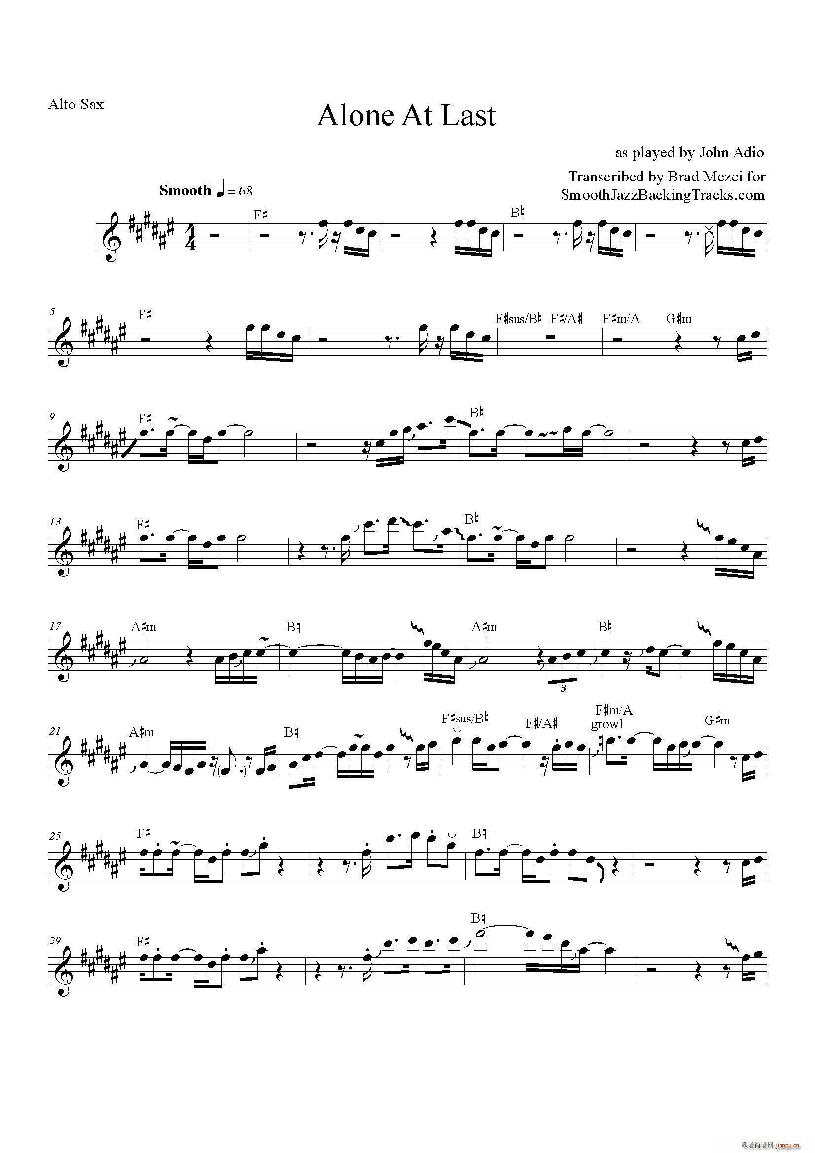 Alone At Last 中音萨克斯(十字及以上)1
