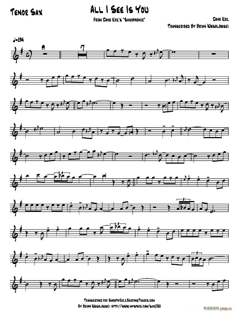 All I See IsYou 次中音萨克斯(十字及以上)1