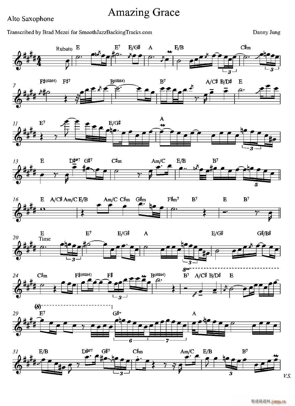 Amazing Grace 中音萨克斯(十字及以上)1