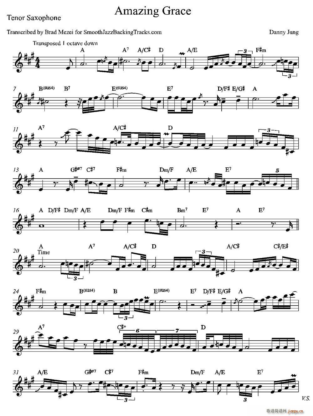 Amazing Grace 次中音萨克斯(十字及以上)1