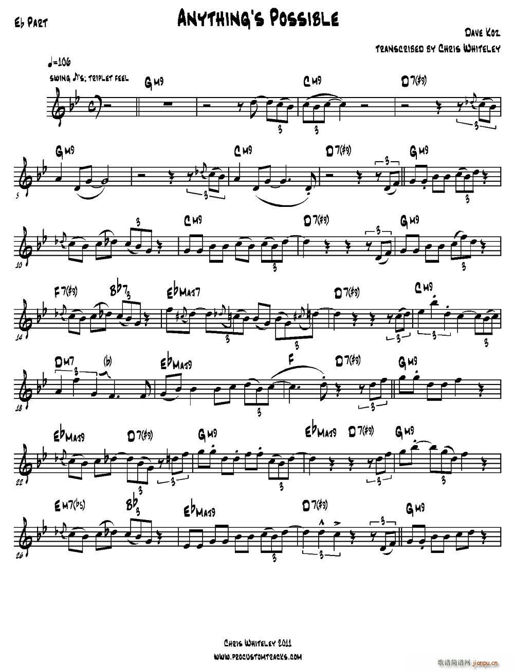 Anything s Possible 降E大调(十字及以上)1