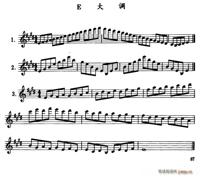 E大调 c小调 bA大调 f小调 半音阶及3首练习曲(十字及以上)1