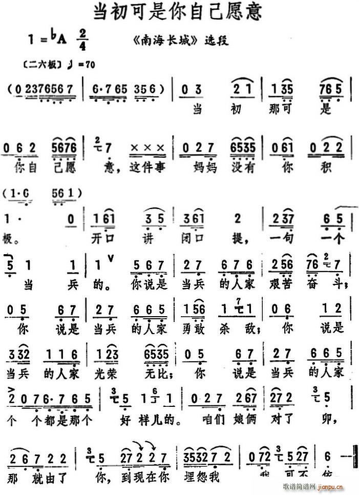 当初可是你自己愿意 南海长城 选段(十字及以上)1