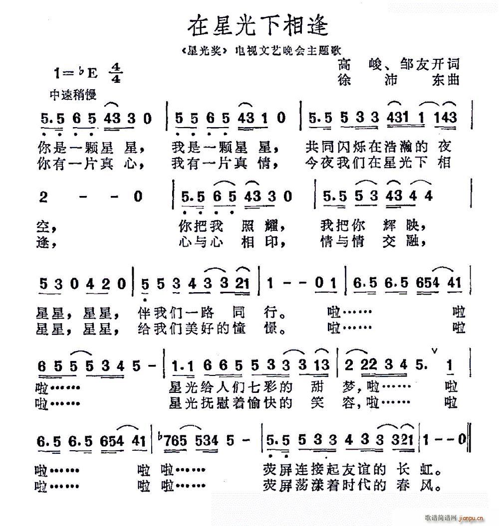 在星光下相逢 星光奖 电视文艺晚会主题歌(十字及以上)1