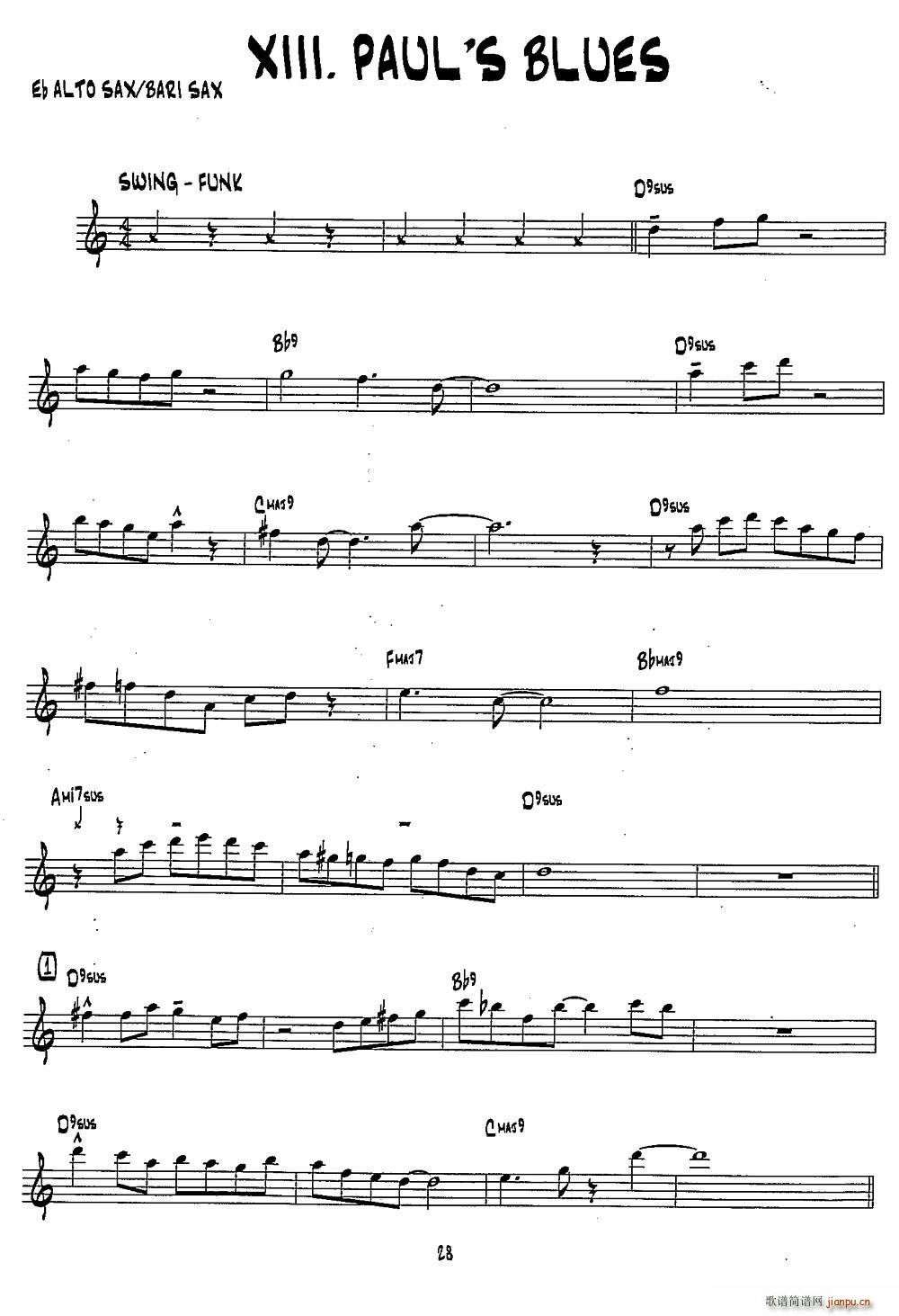 PAUL S BLUES 15首爵士练习曲之13(十字及以上)1