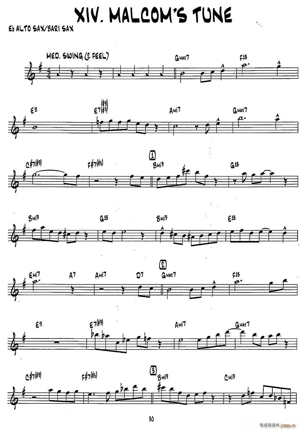 MALCOM S TUNE 15首爵士练习曲之14(十字及以上)1