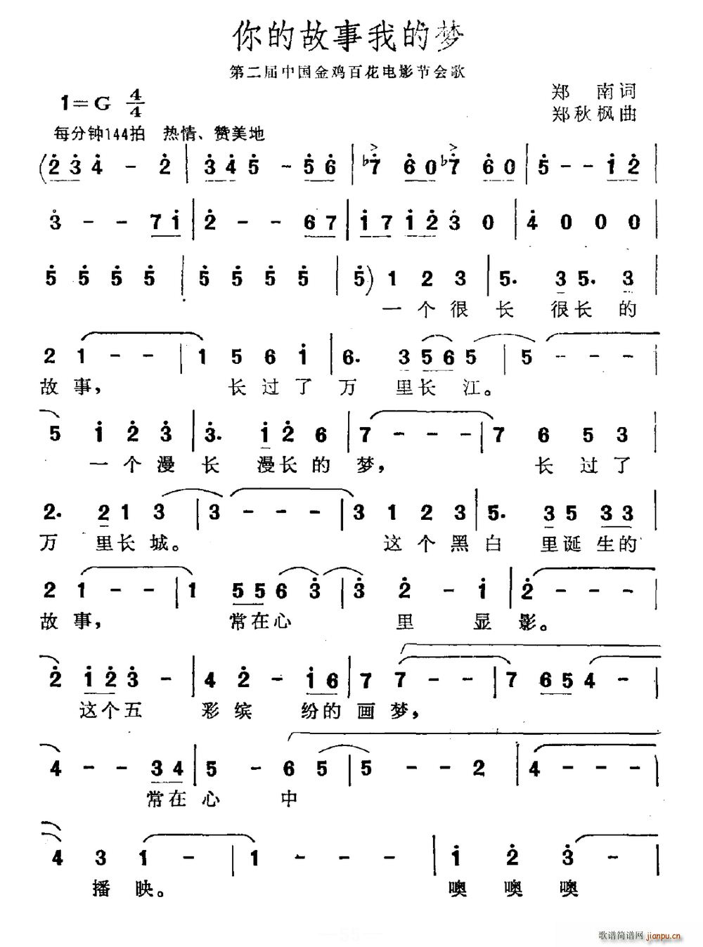 你的故事我的梦 第二届金鸡百花电影节会歌(十字及以上)1