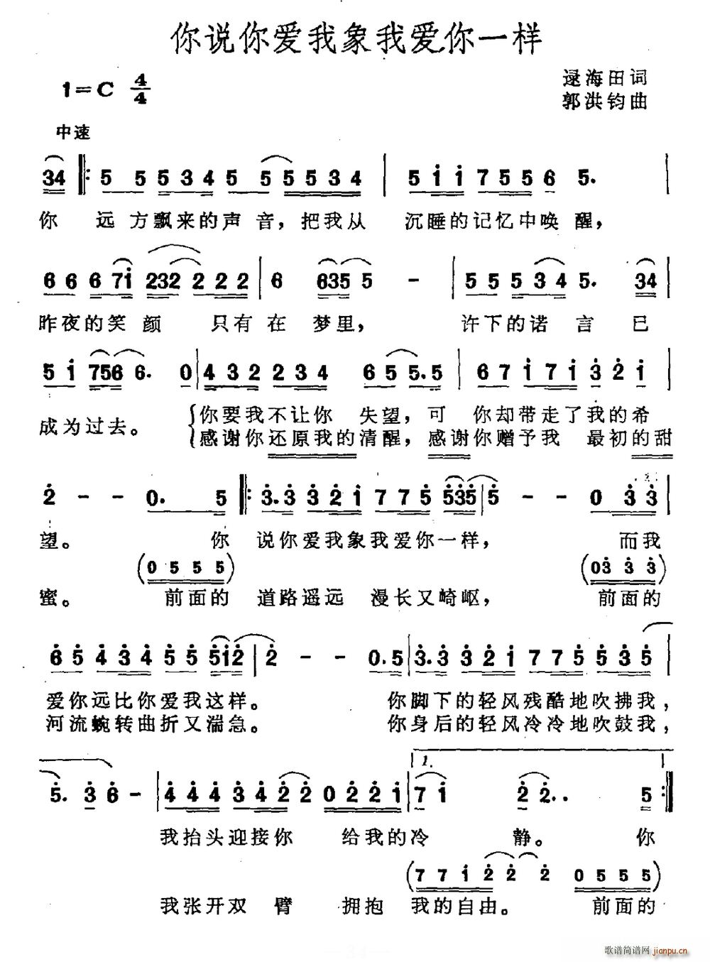 你说你爱我象我爱你一样(十字及以上)1