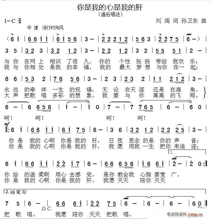 你是我的心我的肝 孙卫东曲(十字及以上)1