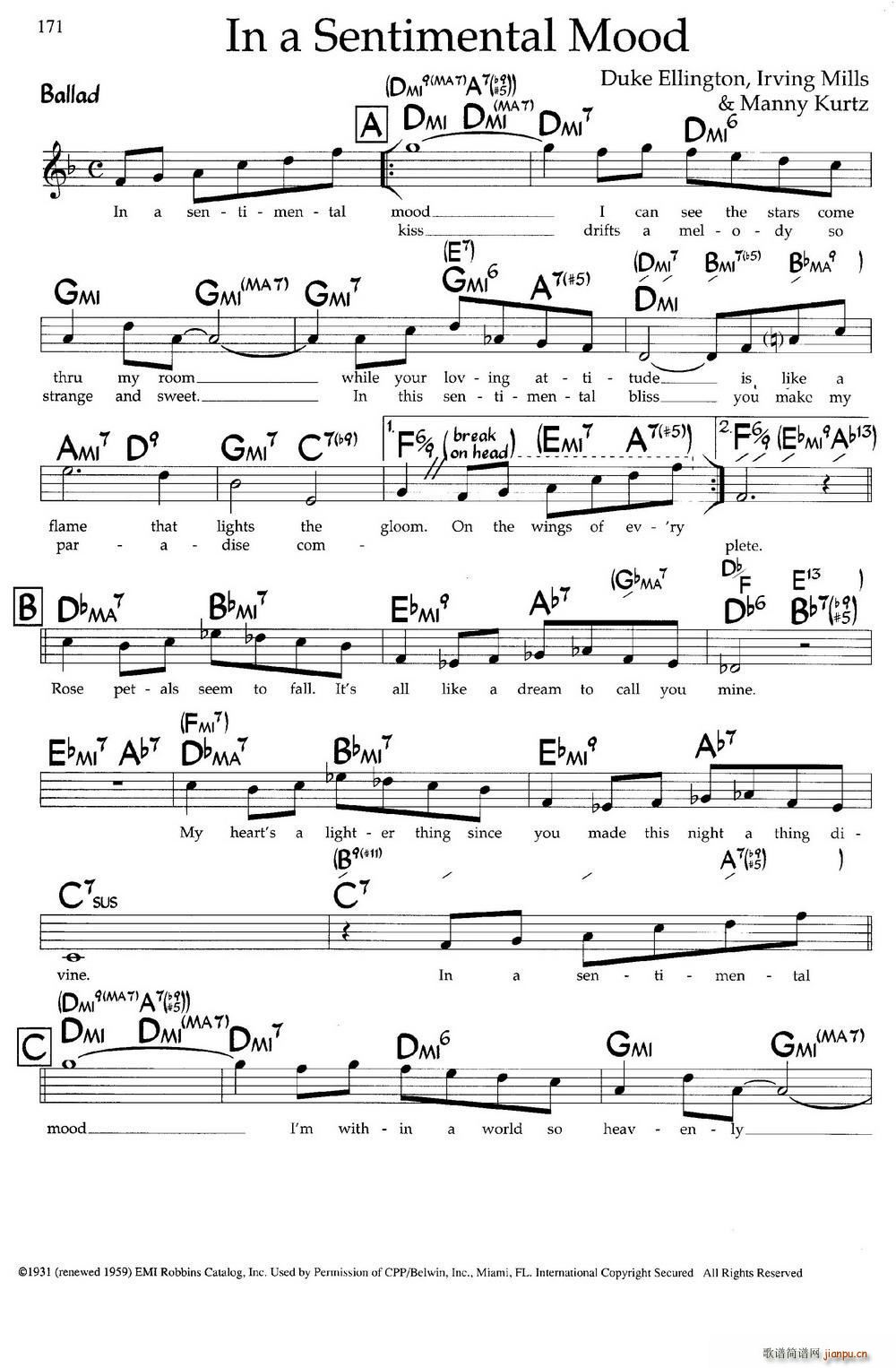 In a Sentimental Mood 带和弦(十字及以上)1