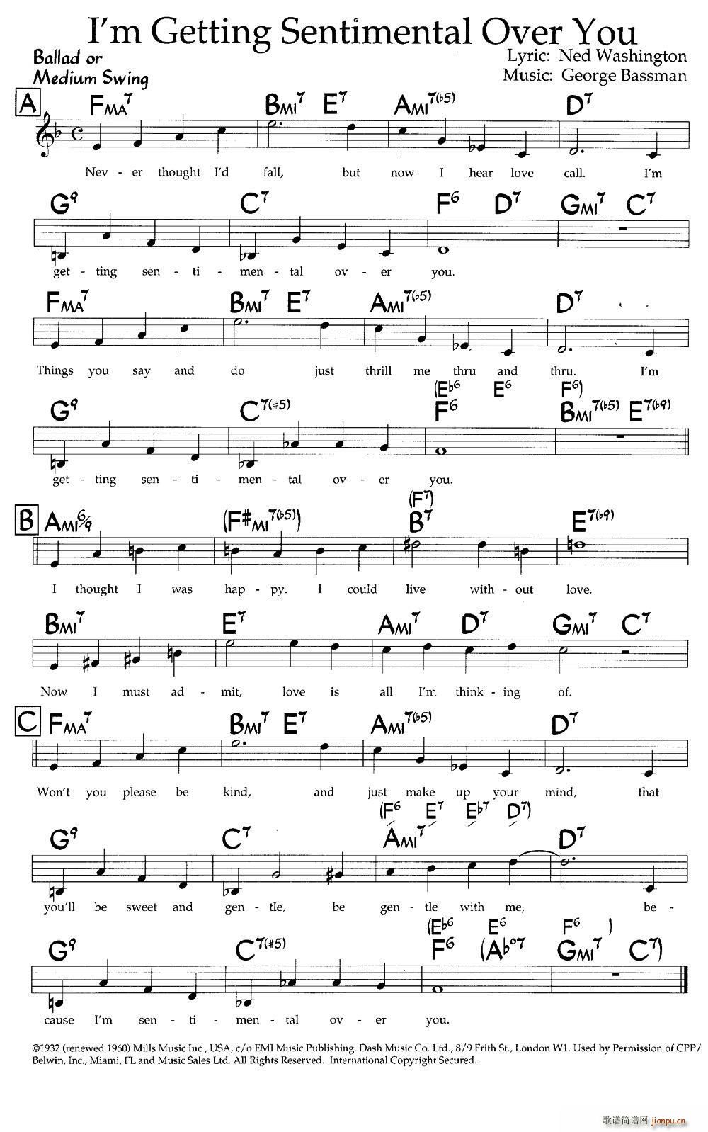 I m Getting Sentimental Over You 带和弦(十字及以上)1