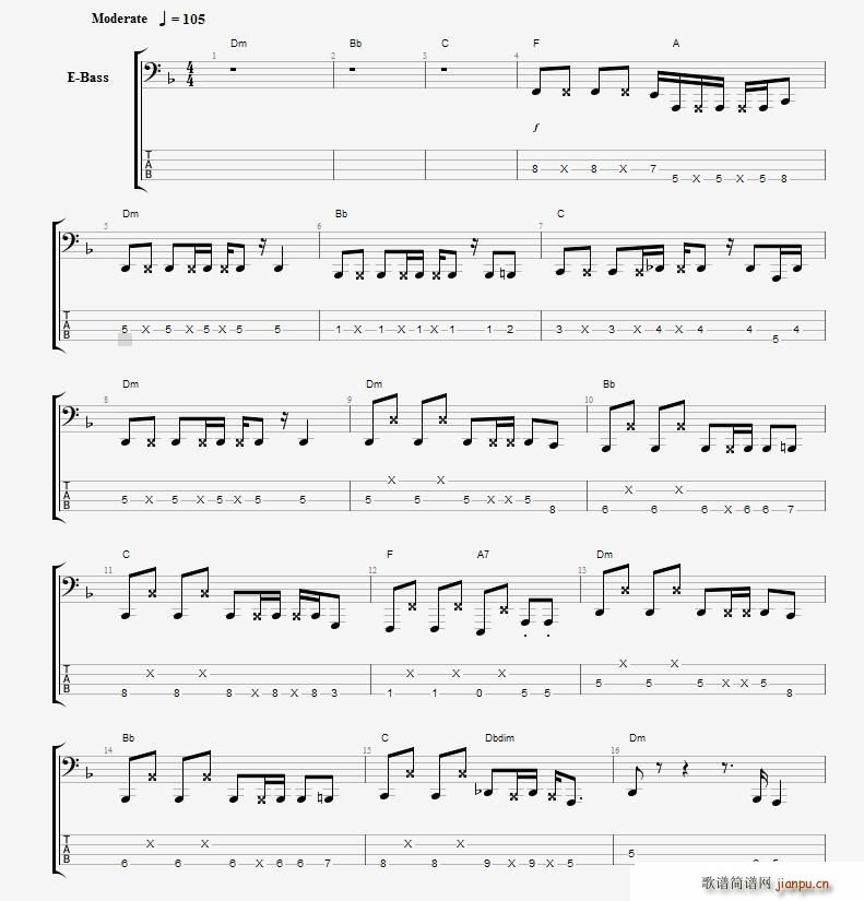 CNBLUE 孤独啊 贝司谱(十字及以上)1