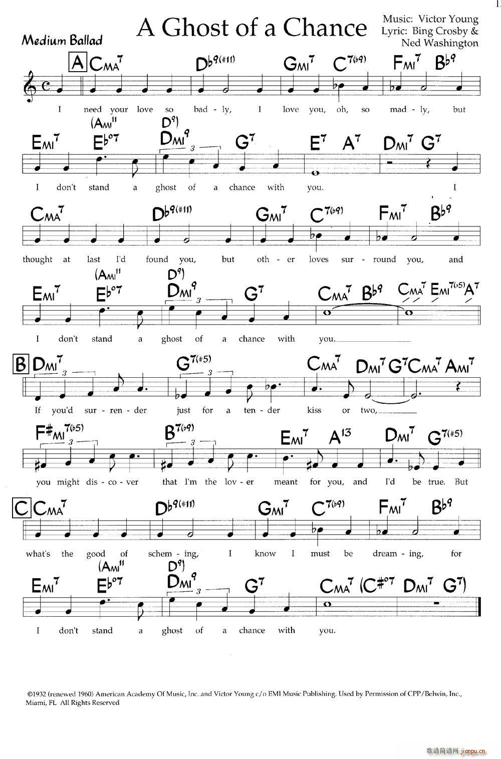 A Ghost of a Chance 带和弦(十字及以上)1