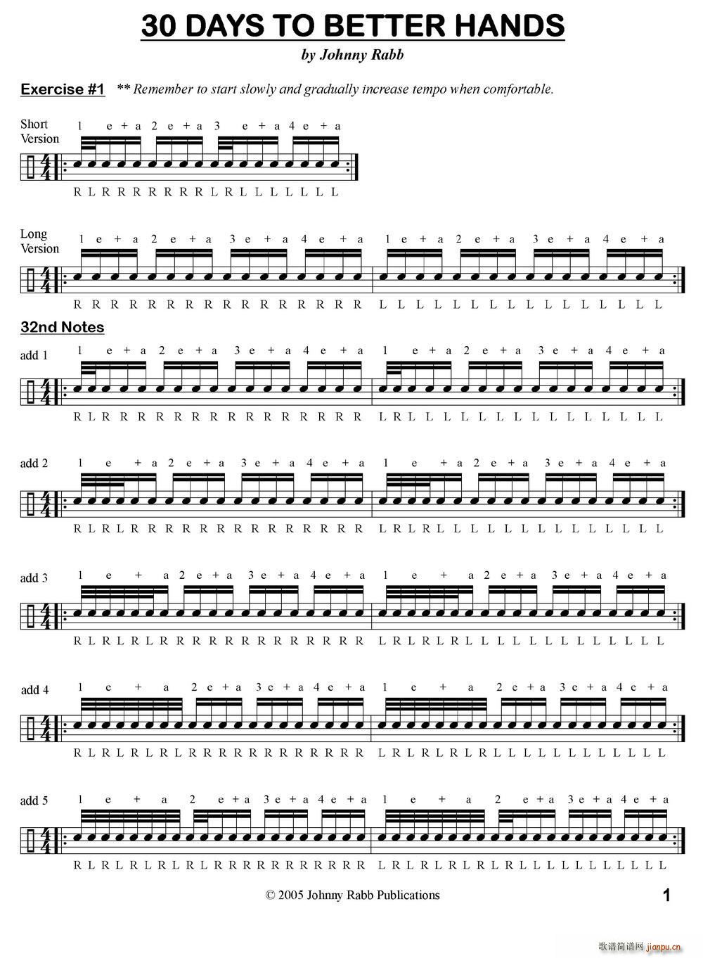 30 days to better hands 鼓手练习谱(十字及以上)1