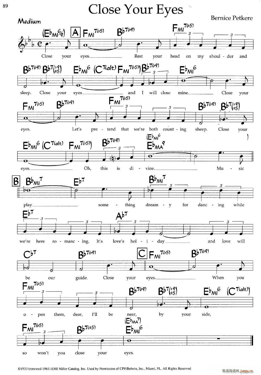 Close Your Eyes 带和弦(十字及以上)1