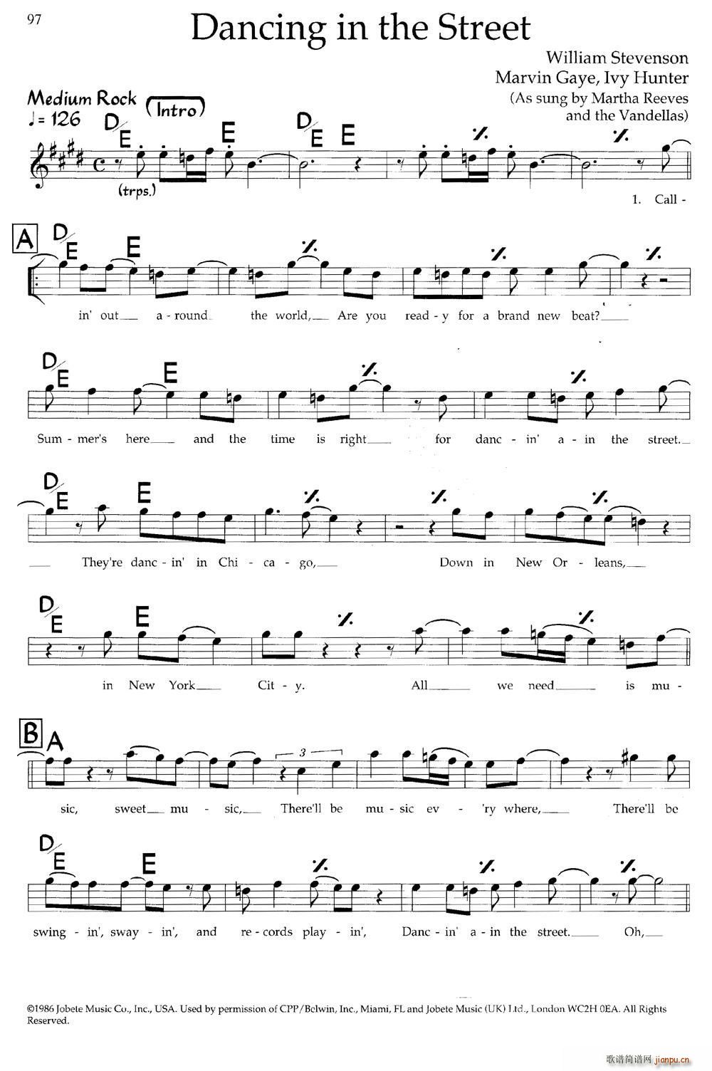 Dancing in the Street 带和弦(十字及以上)1