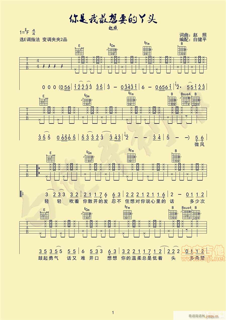 你是我最想要的丫头 白健平编配(十字及以上)1