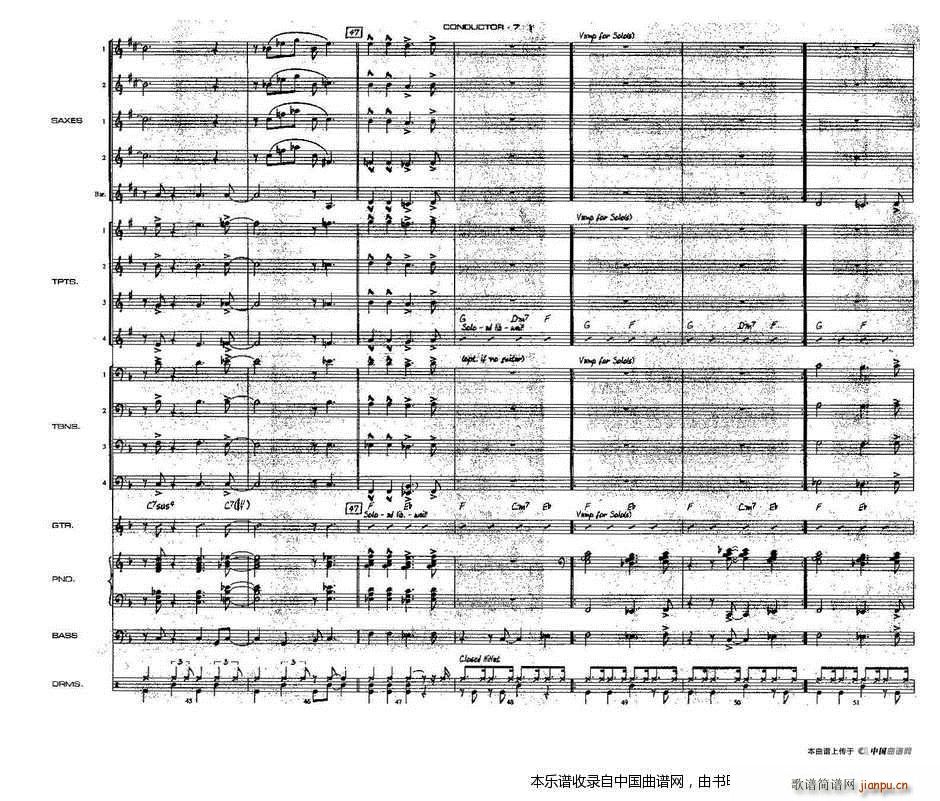 龙舌兰 爵士大乐队总 总政军乐团演奏版 乐器谱(十字及以上)44