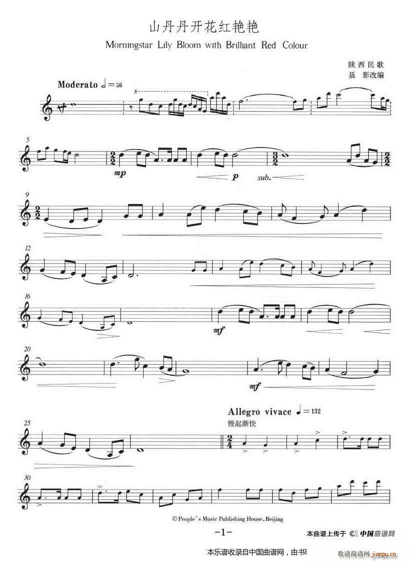 山丹丹开花红艳艳 小号 铜管(十字及以上)1