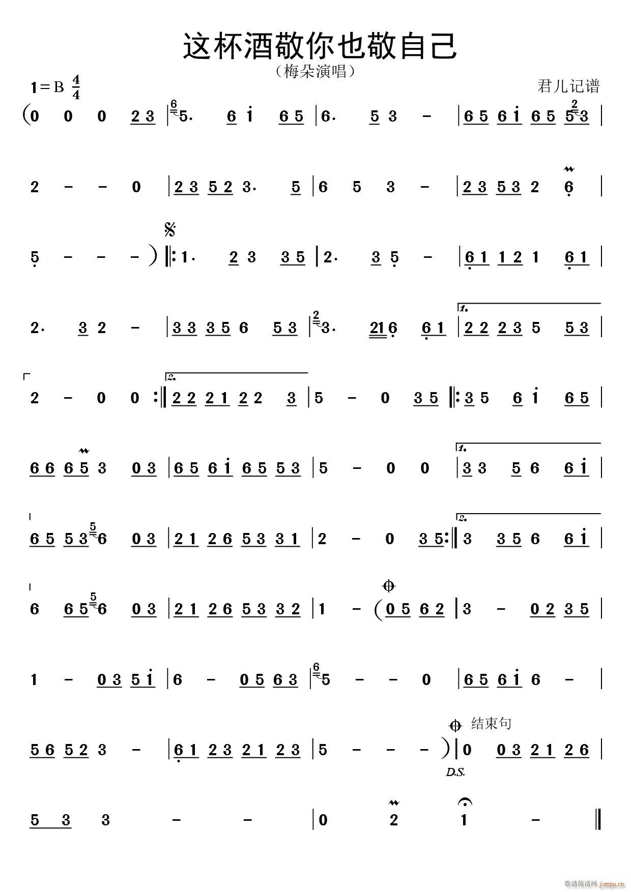 这杯酒敬你也敬自己(九字歌谱)1