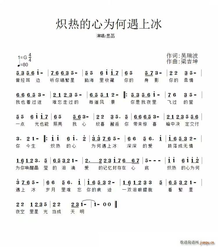 炽热的心为何遇上冰(九字歌谱)1
