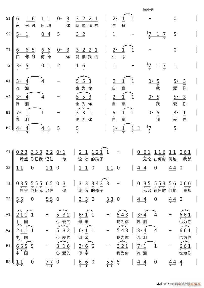 我爱你中国 八声部(九字歌谱)12