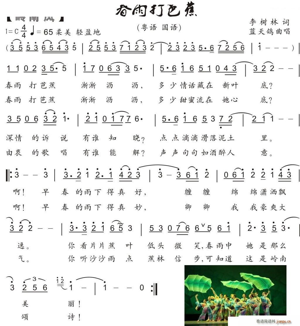 春雨打芭蕉 岭南风(九字歌谱)1