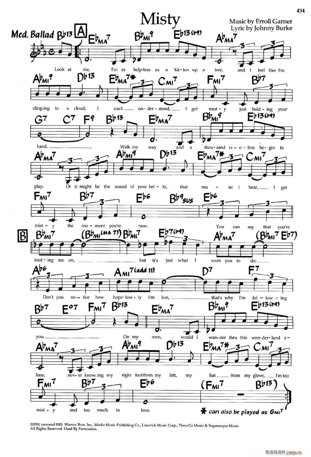 Misty 带和弦(九字歌谱)1