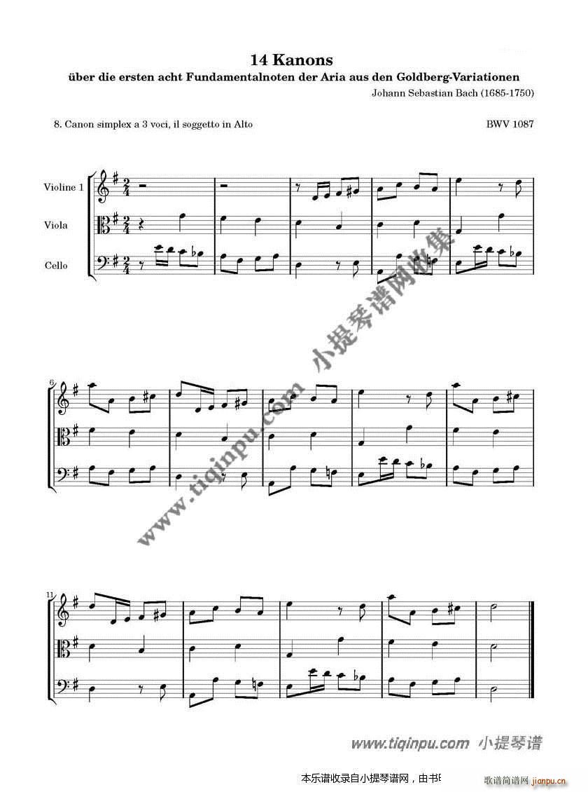 巴赫14首卡农 8(九字歌谱)1
