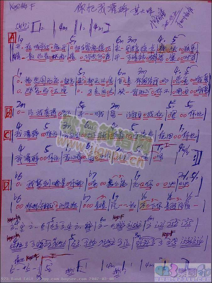 黄大炜-你把我灌醉(九字歌谱)1