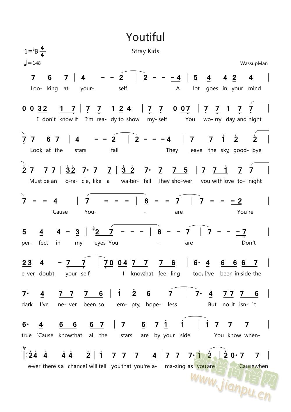 Youtiful(八字歌谱)1