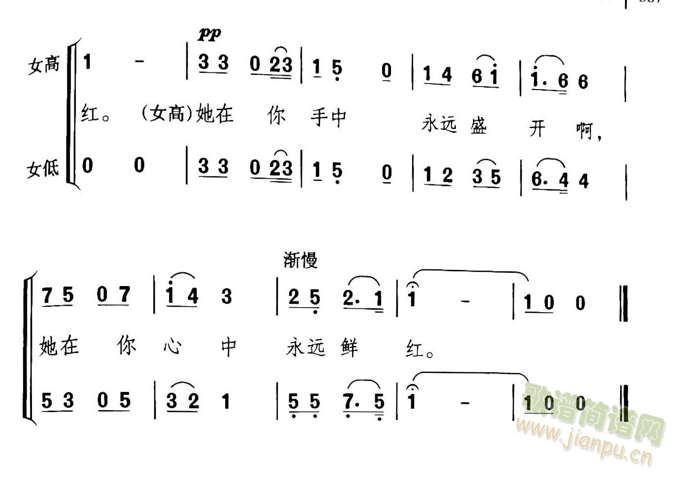 绣一枝木棉花正红(八字歌谱)3