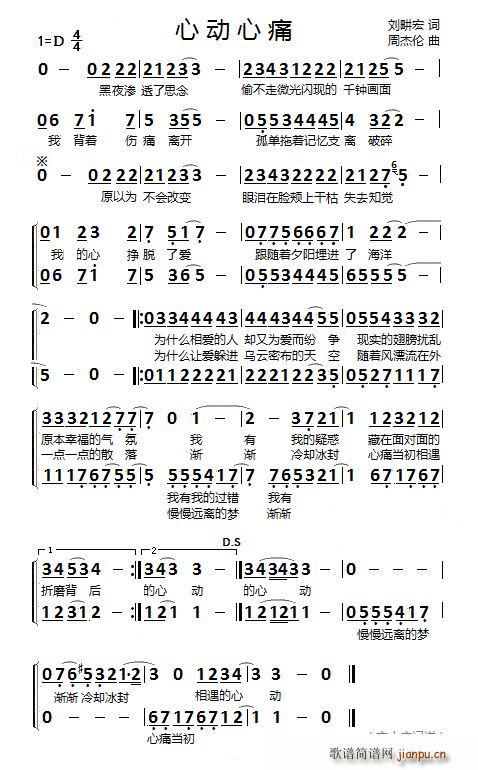 心动心痛 二重唱(八字歌谱)1
