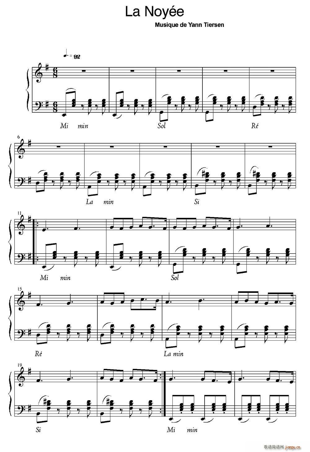 La noyee(八字歌谱)1