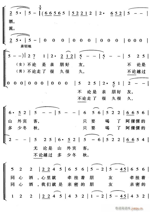 阿僳僳的同心酒2(八字歌谱)1