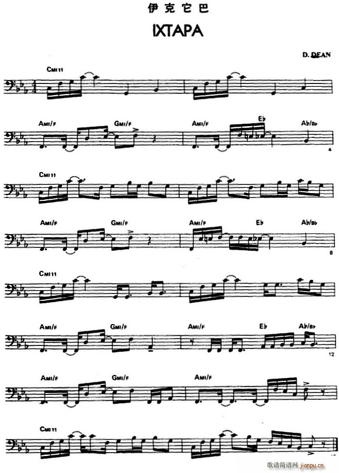 伊克它巴 电贝司(八字歌谱)1