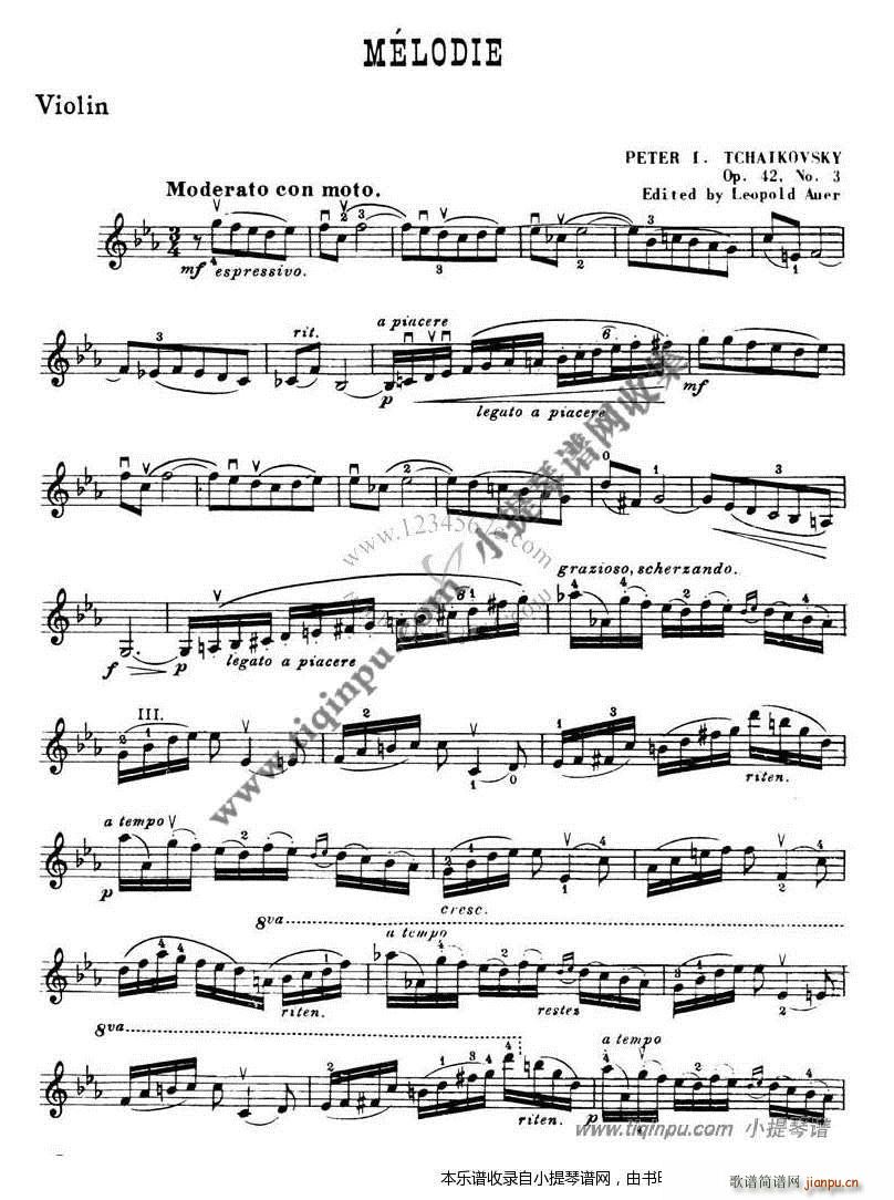 柴可夫斯基 旋律(八字歌谱)1