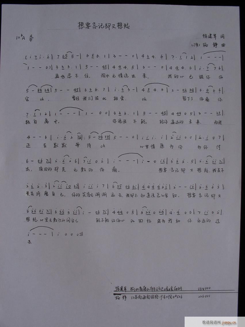 想要忘记却又想起(八字歌谱)1