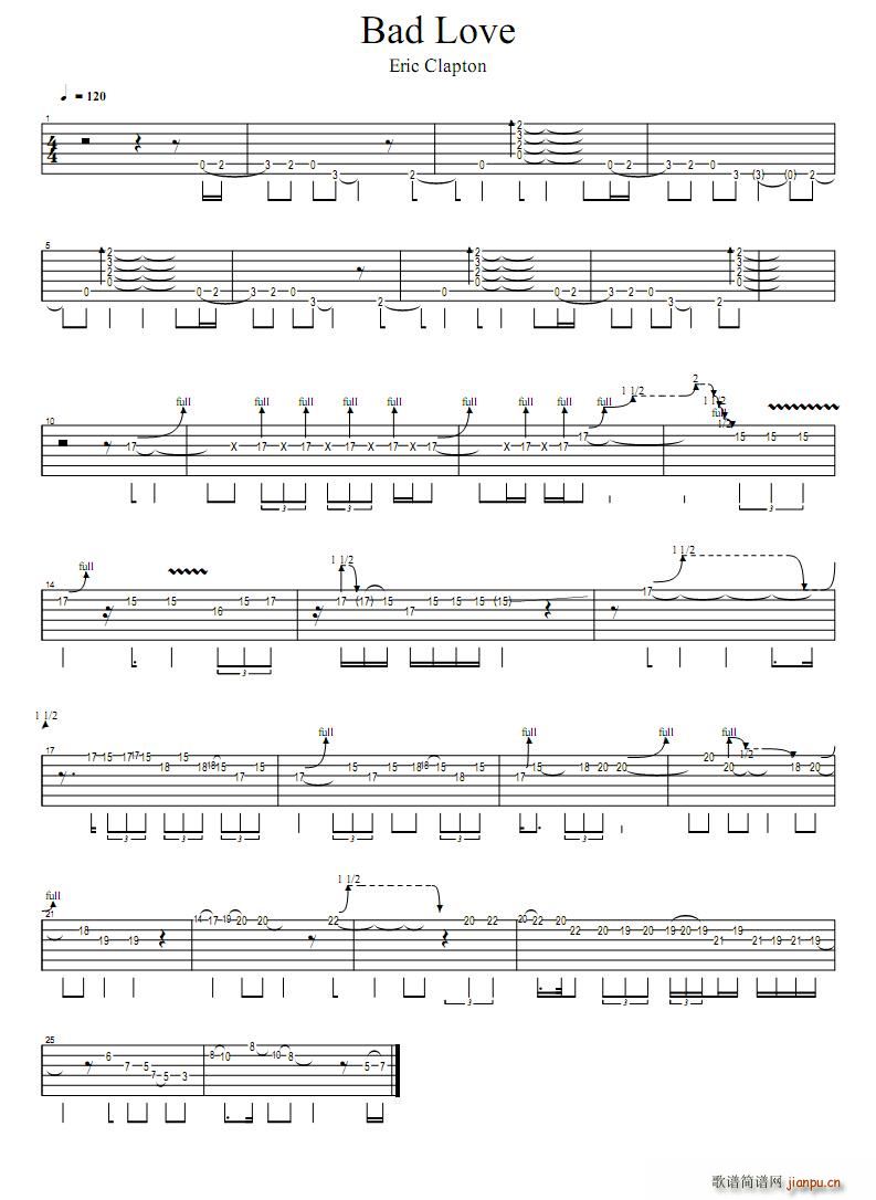 Bad Love(八字歌谱)1