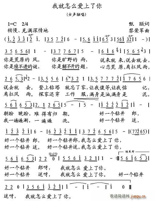 我就怎么爱上了你(八字歌谱)1