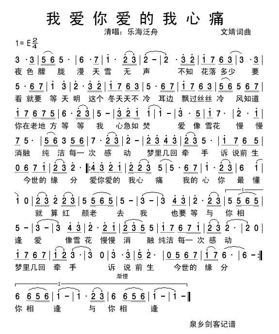 我爱你爱的我心痛(八字歌谱)1