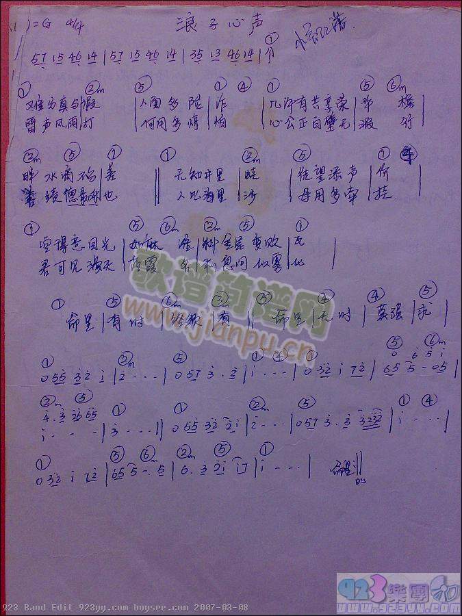 许冠杰-浪子心声(八字歌谱)1