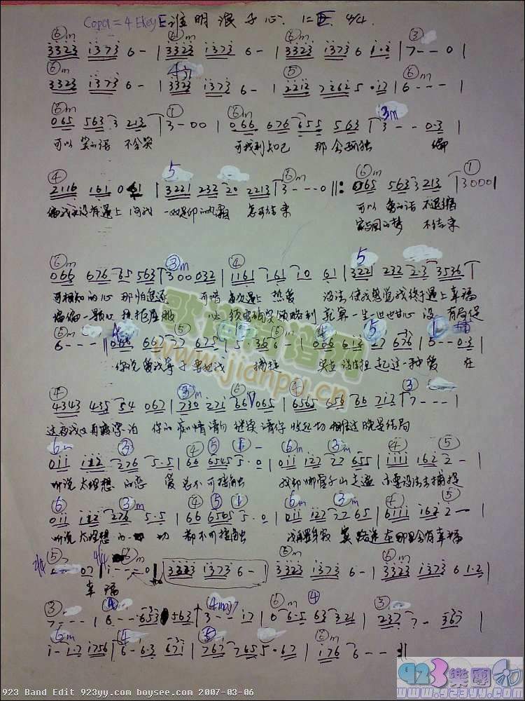 王杰-谁明浪子心(八字歌谱)1