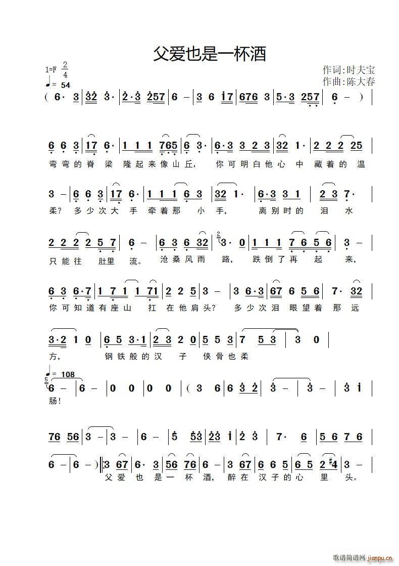 父爱也是一杯酒(七字歌谱)1