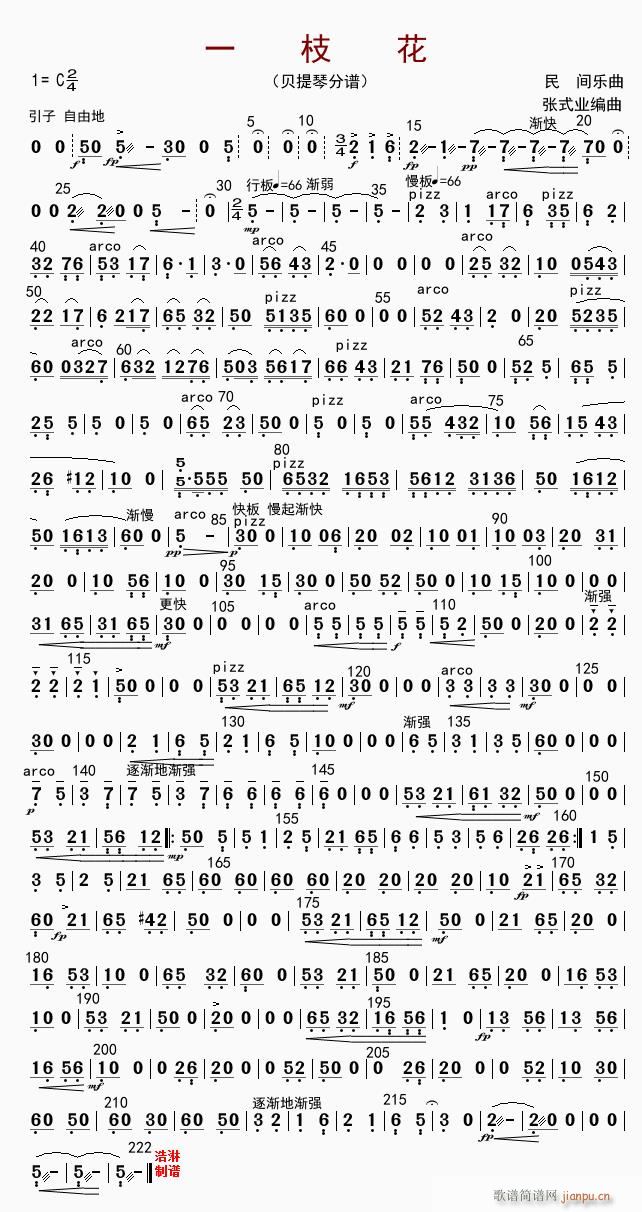 一枝花 贝提琴(七字歌谱)1