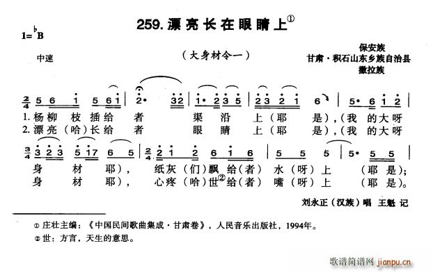 漂亮长在眼睛上(七字歌谱)1