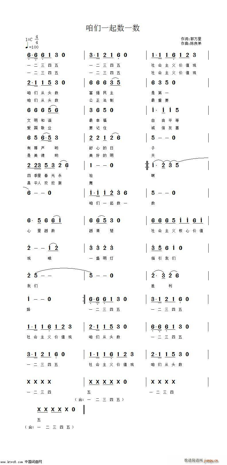 咱们一起数一数(七字歌谱)1