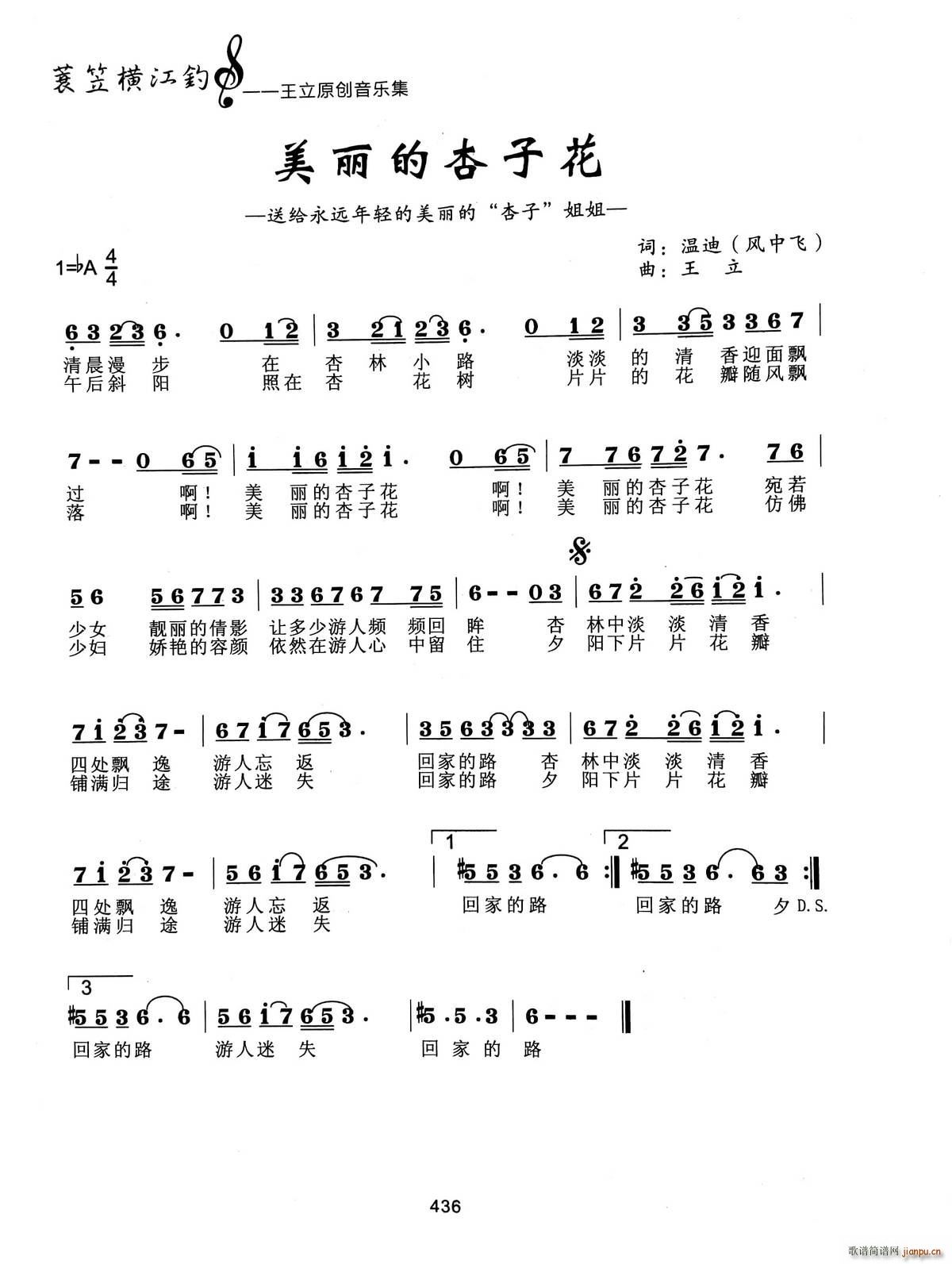 美丽的杏子花(六字歌谱)1